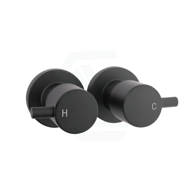 Euro Round Matt Black Shower Wall Taps Bathroom Products