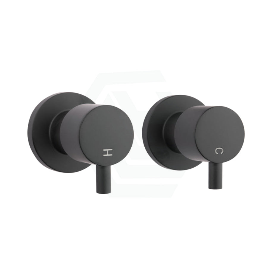 Euro Round Matt Black Shower Wall Taps Bathroom Products