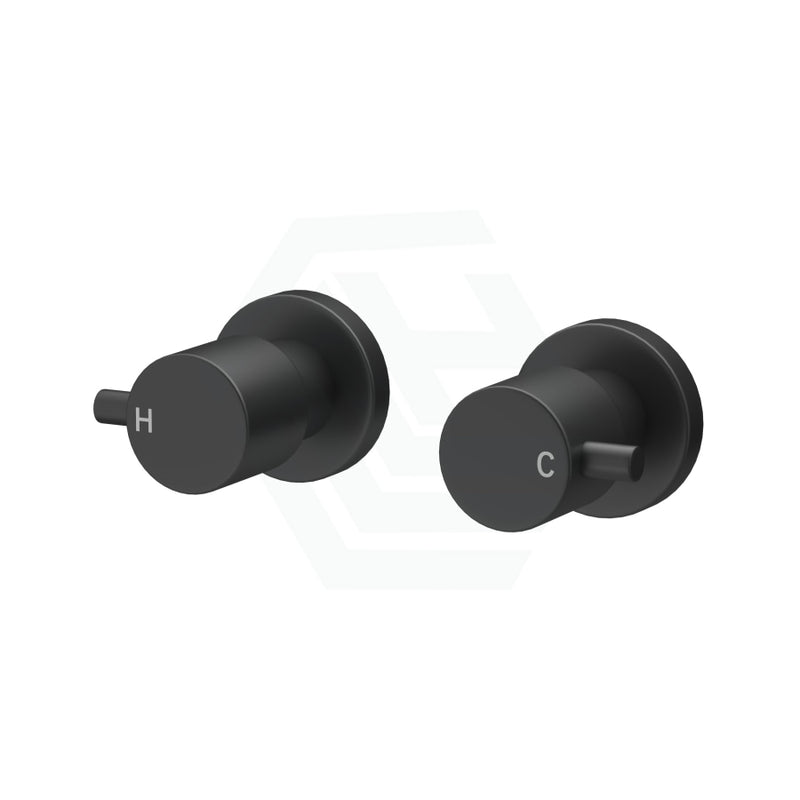 Euro Round Matt Black Shower Wall Taps Top Assemblies