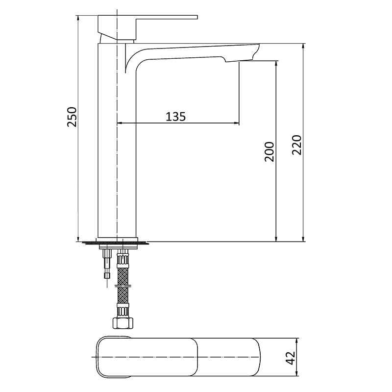 Nova New Brass Black High Rise Basin Mixer Tall Mixers