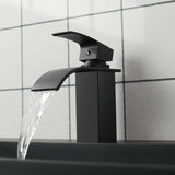 Omar Square Solid Brass Matt Black Waterfall Basin Mixer Tap Bathroom Products