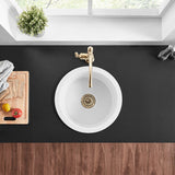 470X228Mm Gloss White Camden Fireclay Kitchen/Laundry Sink Round Single Bowl Top/Under Mount Black