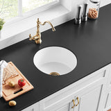 470X228Mm Gloss White Camden Fireclay Kitchen/Laundry Sink Round Single Bowl Top/Under Mount Black