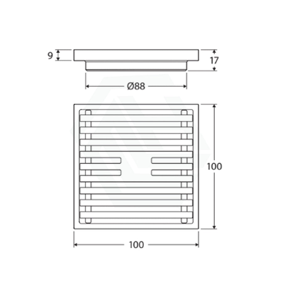 Fienza Square Slim Grate Floor Waste 88Mm Outlet Chrome Wastes