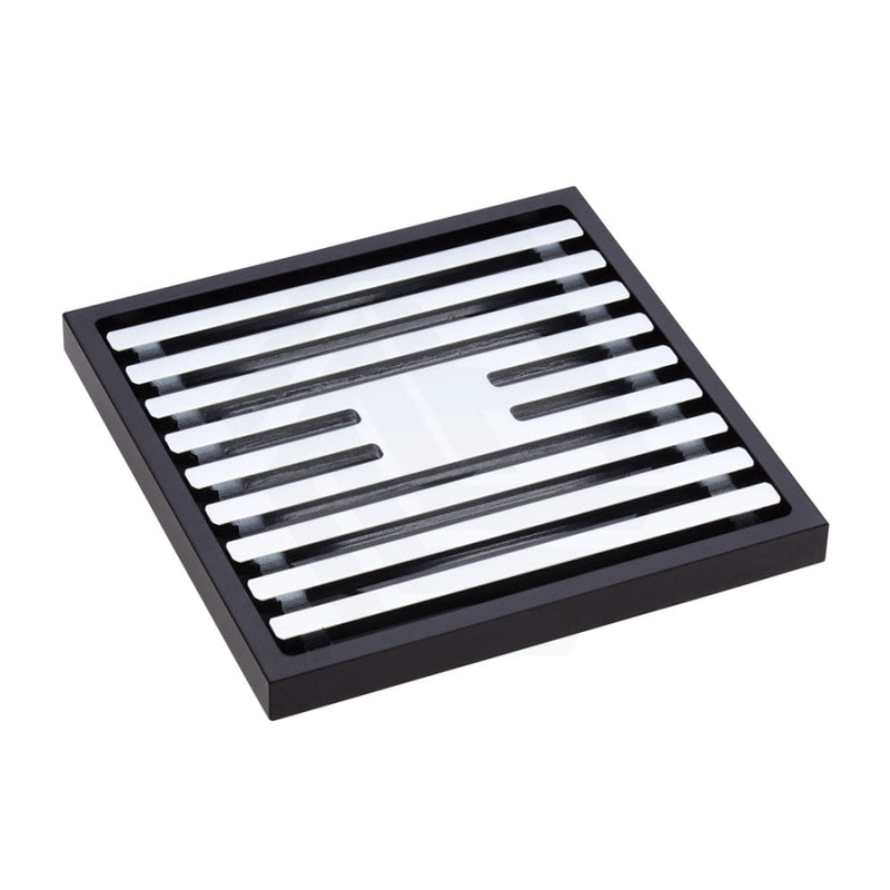 Fienza Square Slim Grate Floor Waste 88Mm Outlet Matte Black & Chrome Wastes