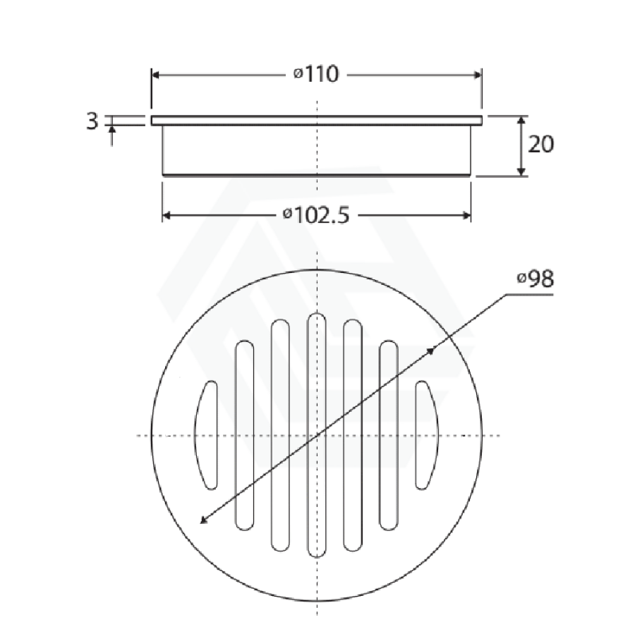 Fienza 110Mm Round Floor Waste Grate 100Mm Outlet Wastes