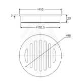 Fienza 110Mm Round Floor Waste Grate 100Mm Outlet Wastes