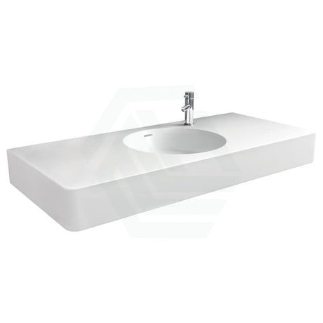 Fienza 1200x450x135mm Matt White Cast Stone Wall Hung Basin