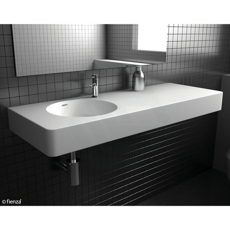 Fienza 1200x450x135mm Matt White Cast Stone Wall Hung Basin