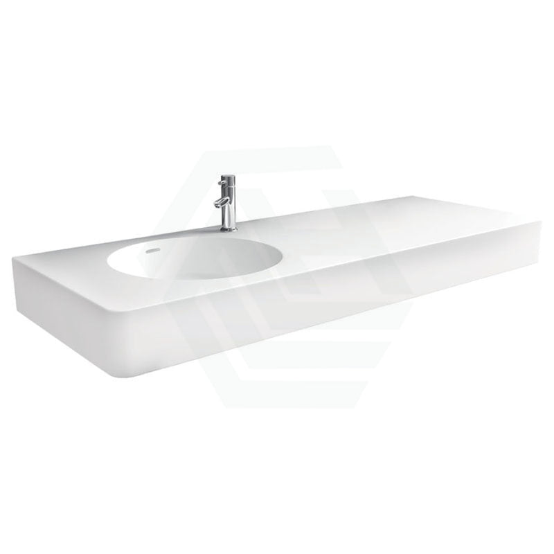 Fienza 1200x450x135mm Matt White Cast Stone Wall Hung Basin Left-Hand Bowl