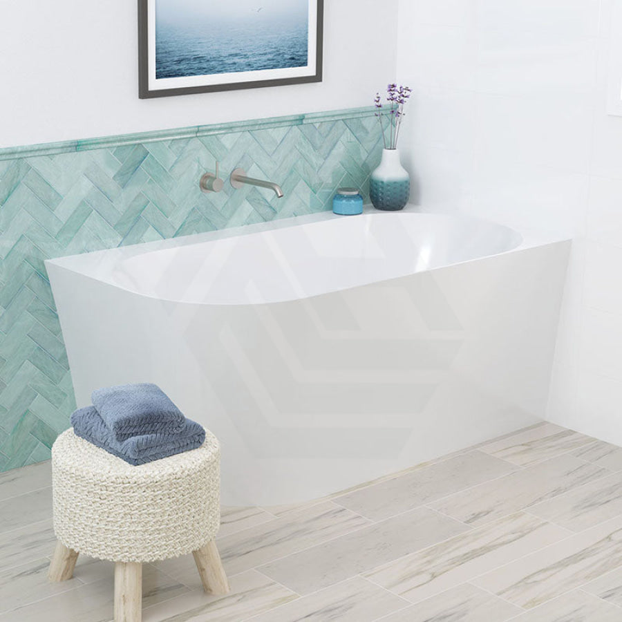 Fienza 1400mm Chloe Bathtub Left/Right Corner Acrylic Gloss White NO Overflow