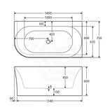 Fienza 1400mm Chloe Bathtub Left/Right Corner Acrylic Gloss White NO Overflow