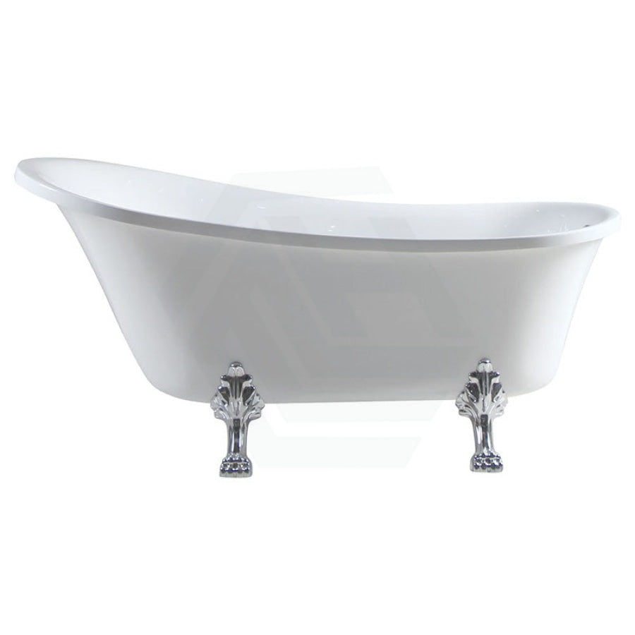 Fienza 1500/1700mm Clawfoot Gloss white Freestanding Bathtub Acrylic With Overflow, Chrome Feet