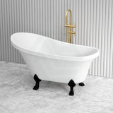 Fienza 1500/1700Mm Clawfoot Gloss White Freestanding Bathtub Acrylic With Overflow Matt Black Feet