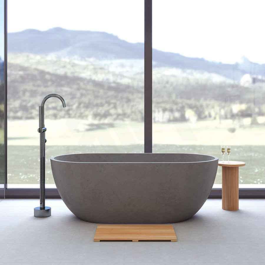 Fienza 1500/1700mm Jada Concrete Grey Freestanding Bathtub Oval Acrylic NO Overflow