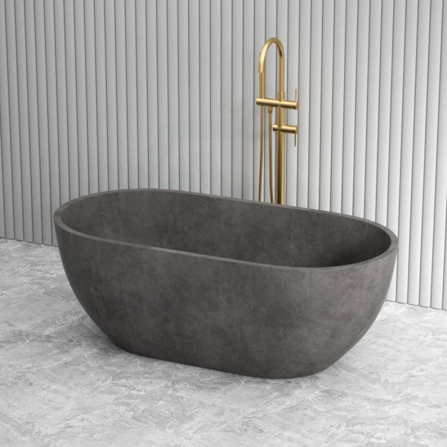 Fienza 1500Mm Jada Concrete Grey Freestanding Bathtub Oval No Overflow Bathtubs