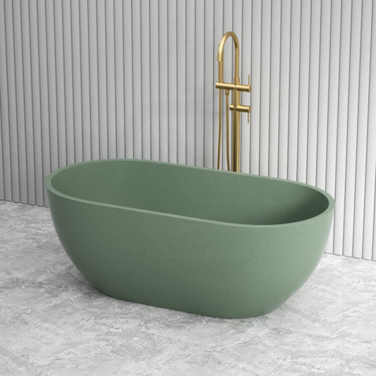 Fienza 1500Mm Jada Concrete Sage Freestanding Bathtub Oval No Overflow Bathtubs