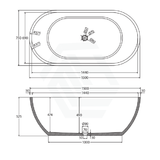 Fienza 1500/1700mm Jada Concrete Grey Freestanding Bathtub Oval Acrylic NO Overflow