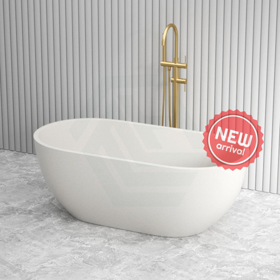 Fienza 1500Mm Jada Concrete White Freestanding Bathtub Oval No Overflow Bathtubs