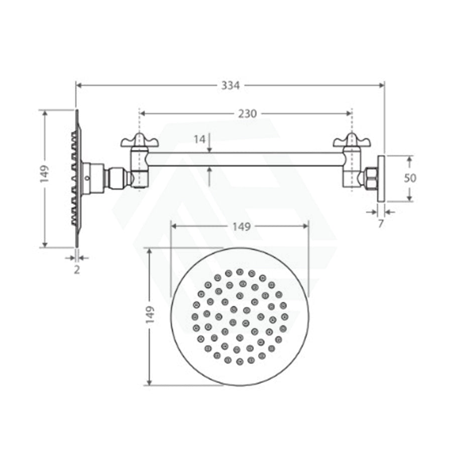 Fienza 150Mm Round Chrome Shower Head With Swivel Arm Heads