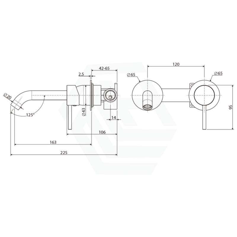 Fienza Kaya Wall Basin Bath Mixer Set Bath/Basin Tap Sets