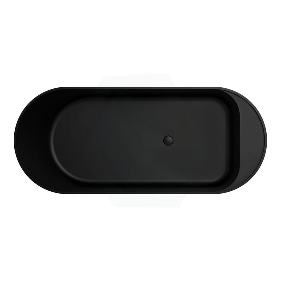 Fienza 1700Mm Minka Solid Surface Freestanding Bathtub Matt Black Oval With Overflow Bathtubs