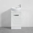 Fienza 400mm Freestanding Kickboard Vanity Gloss White MDF Board with Single Bowl Ceramic Top