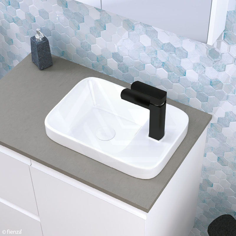 Fienza 433x303x55mm Petra Mini Inset Ceramic Basin Gloss White Rectangle Overflow Hole