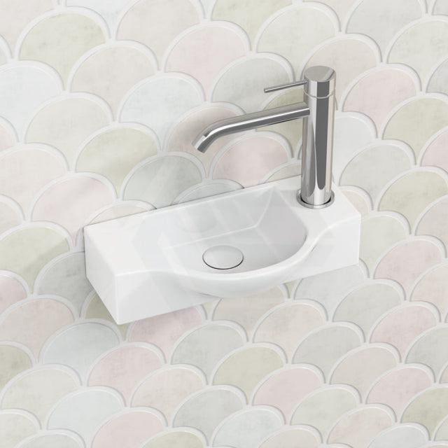 Fienza 440X245X122Mm Charlotte Wall Hung Basin Ceramic Gloss White With One Tap Hole Basins