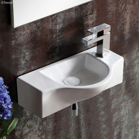 Fienza 440x245x122mm Charlotte Wall Hung Basin Ceramic Gloss White With One tap hole