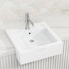 Fienza 480X460X150Mm Jacinta Square Gloss White Semi Recessed Ceramic Basin 1 Or 3 Tap Holes