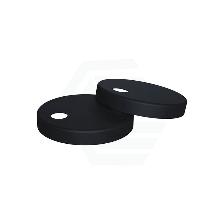 Fienza 50Mm Matt Black Round Seat Hinge Covers For Standard Seats Toilet Accessories