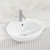 Fienza 515X430X175Mm Micki Oval Gloss White Semi Recessed Ceramic Basin One Tap Hole Semi-Recessed