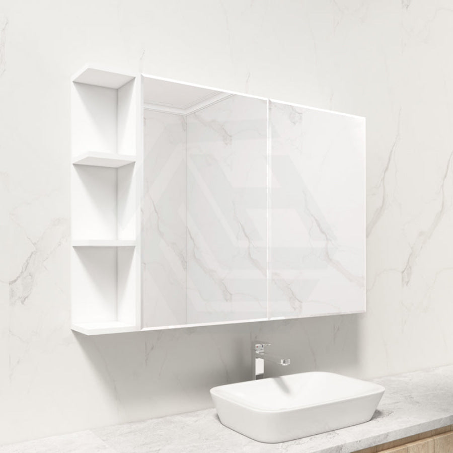 600/750/900/1200Mm Bevel Edge Gloss White Mdf Board Mirror Shaving Cabinet 1 Side Shelf Cabinets