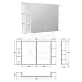 600/750/900/1200Mm Bevel Edge Gloss White Mdf Board Mirror Shaving Cabinet 2 Side Shelves