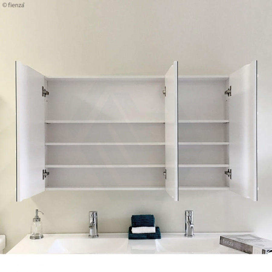 600/750/900/1200mm Bevel Edge Gloss White MDF board Mirror Shaving Cabinet 2 Side Shelves