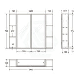 600/750/900/1200mm Bevel Edge Gloss White MDF board Mirror Shaving Cabinet 2 Side Shelves