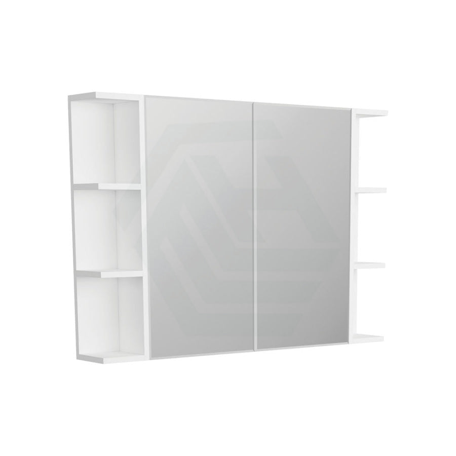 600/750/900/1200mm Bevel Edge Gloss White MDF board Mirror Shaving Cabinet 2 Side Shelves