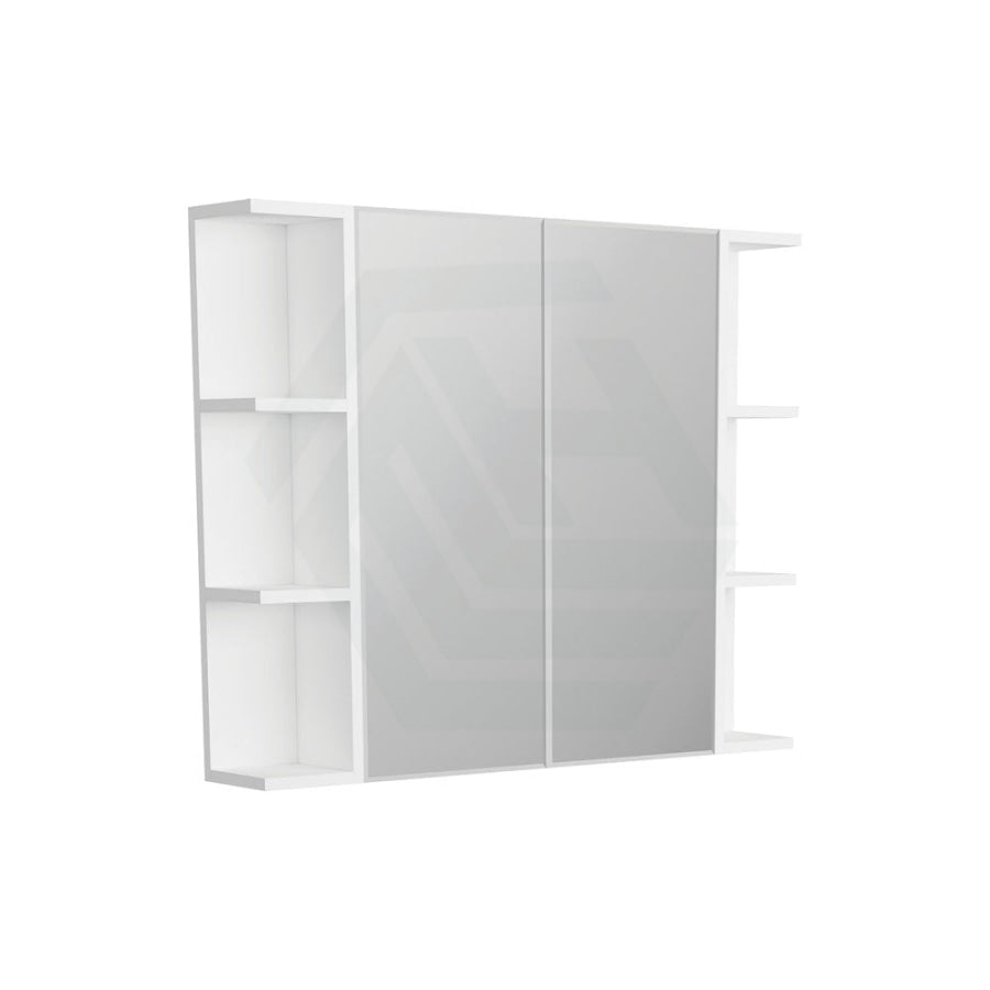 600/750/900/1200mm Bevel Edge Gloss White MDF board Mirror Shaving Cabinet 2 Side Shelves