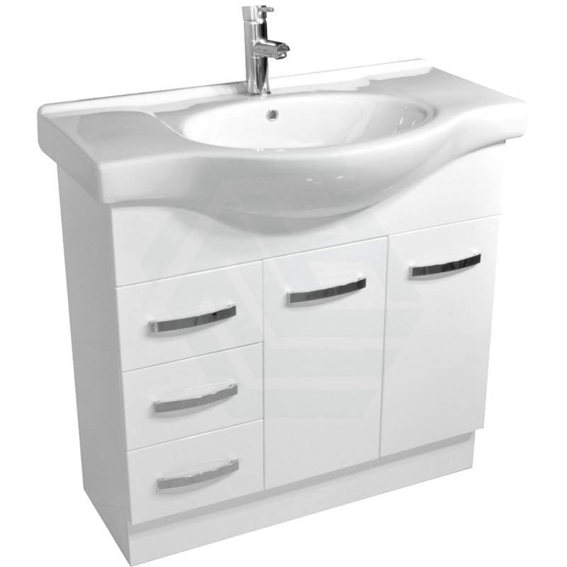 Fienza 400/600/750/900/1200Mm Freestanding Kickboard Vanity Gloss White Mdf Board With Single Bowl