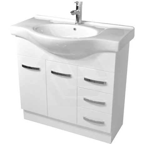 Fienza 400/600/750/900/1200Mm Freestanding Kickboard Vanity Gloss White Mdf Board With Single Bowl