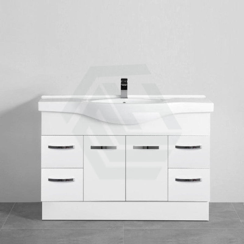 Fienza 400/600/1200Mm Freestanding Kickboard Vanity Gloss White Mdf Board With Single Bowl Ceramic