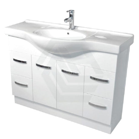 Fienza 400/600/1200Mm Freestanding Kickboard Vanity Gloss White Mdf Board With Single Bowl Ceramic