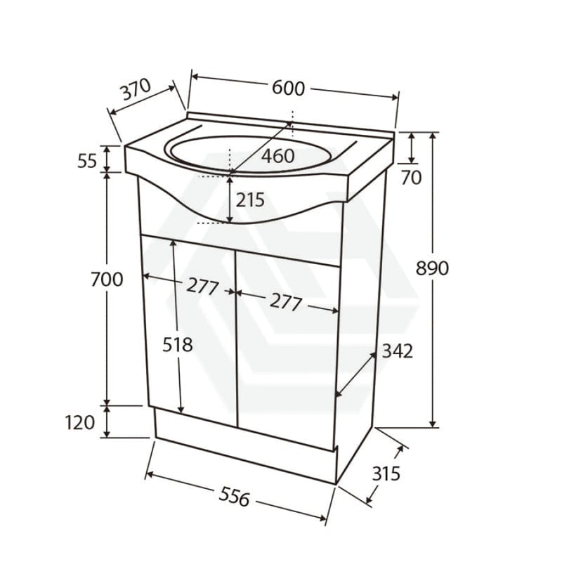 Fienza 400/600/1200Mm Freestanding Kickboard Vanity Gloss White Mdf Board With Single Bowl Ceramic