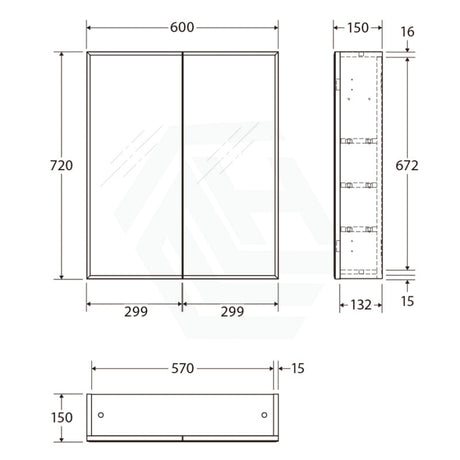 450/600/750/900/1200/1500Mm Wall Hung Mdf Shaving Cabinet White Bevel Mirror For Bathroom 600Mm