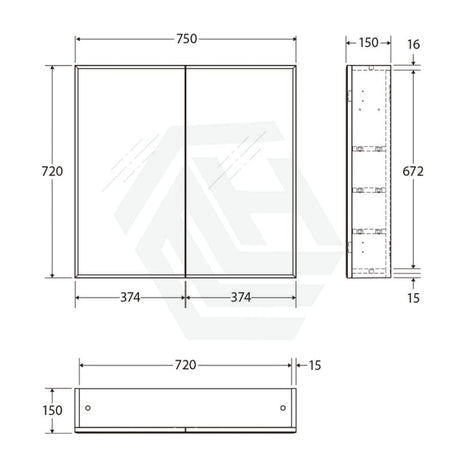 300/600/750/900/1200mm PVC Pencil Edge Gloss White MDF board Mirror Shaving Cabinet With Shelves