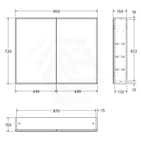 450/600/750/900/1200/1500Mm Wall Hung Mdf Shaving Cabinet White Bevel Mirror For Bathroom 900Mm