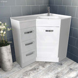 600/900mm Corner Vanity Gloss White E0 Board Freestanding Kickboard Cabinet for Bathroom