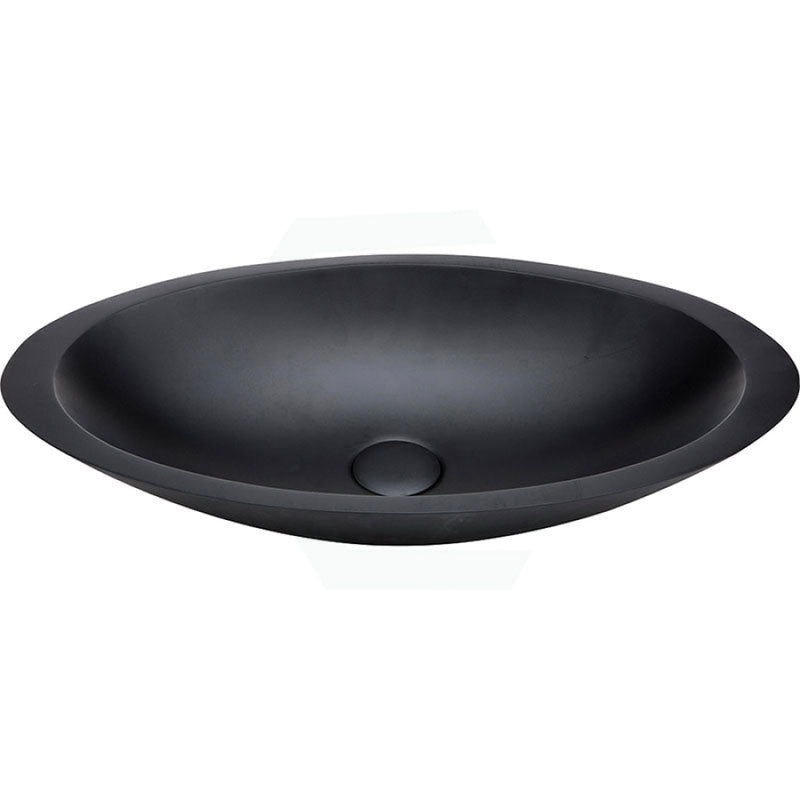 Fienza 600x350x105mm Bahama Matt Black Cast Stone Above Counter Basin