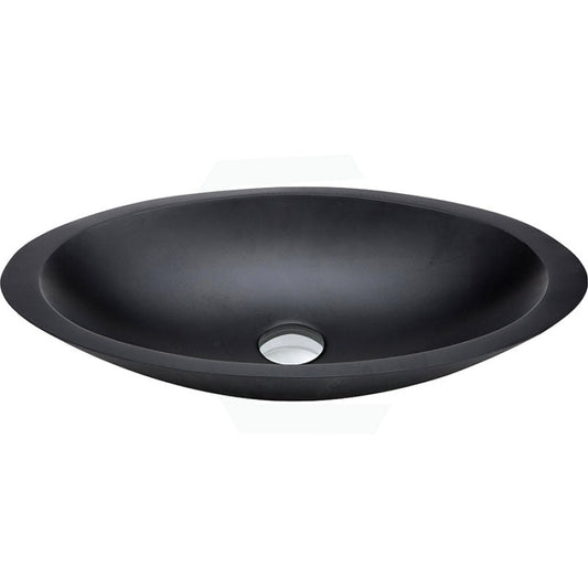 Fienza 600x350x105mm Bahama Matt Black Cast Stone Above Counter Basin